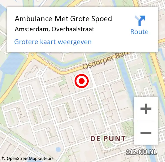 Locatie op kaart van de 112 melding: Ambulance Met Grote Spoed Naar Amsterdam, Overhaalstraat op 25 april 2018 21:18