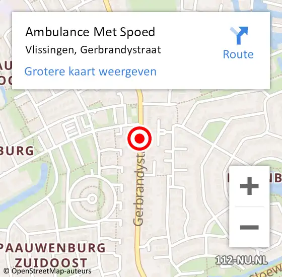 Locatie op kaart van de 112 melding: Ambulance Met Spoed Naar Vlissingen, Gerbrandystraat op 25 april 2018 21:25