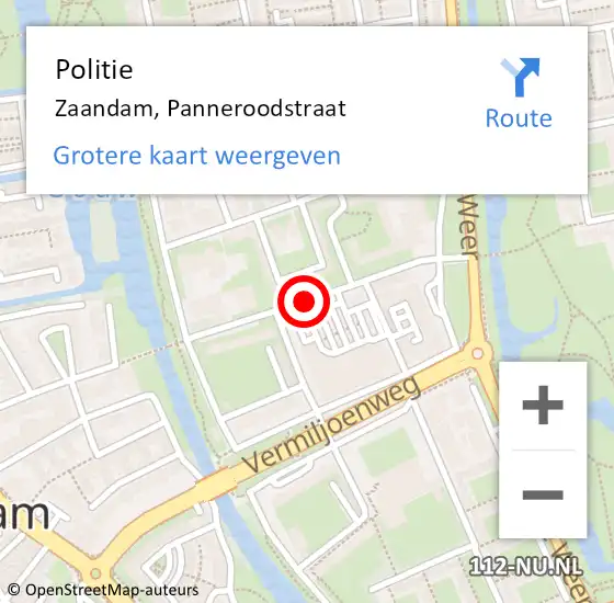 Locatie op kaart van de 112 melding: Politie Zaandam, Panneroodstraat op 25 april 2018 21:38