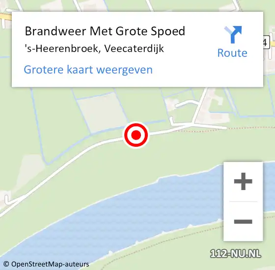 Locatie op kaart van de 112 melding: Brandweer Met Grote Spoed Naar 's-Heerenbroek, Veecaterdijk op 26 april 2018 01:33