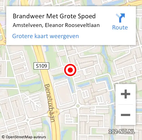 Locatie op kaart van de 112 melding: Brandweer Met Grote Spoed Naar Amstelveen, Eleanor Rooseveltlaan op 26 april 2018 02:32