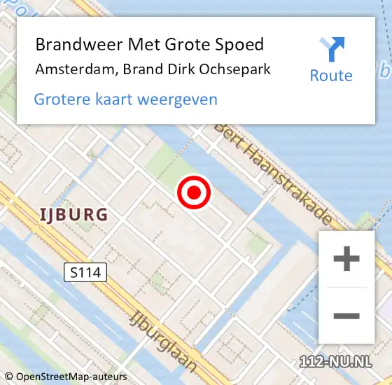 Locatie op kaart van de 112 melding: Brandweer Met Grote Spoed Naar Amsterdam, Brand Dirk Ochsepark op 26 april 2018 02:43
