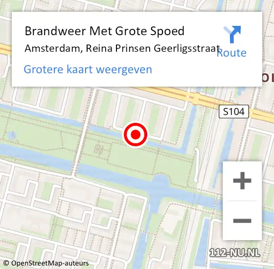 Locatie op kaart van de 112 melding: Brandweer Met Grote Spoed Naar Amsterdam, Reina Prinsen Geerligsstraat op 26 april 2018 03:11