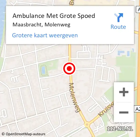 Locatie op kaart van de 112 melding: Ambulance Met Grote Spoed Naar Maasbracht, Molenweg op 26 april 2018 05:15