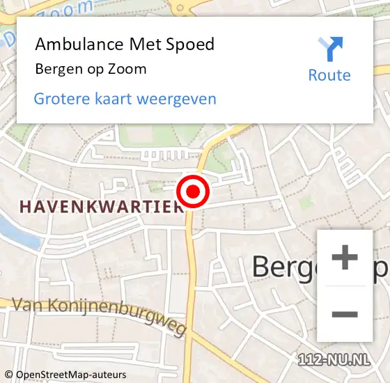 Locatie op kaart van de 112 melding: Ambulance Met Spoed Naar Bergen op Zoom op 26 april 2018 05:19