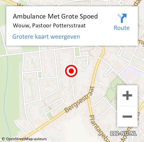 Locatie op kaart van de 112 melding: Ambulance Met Grote Spoed Naar Wouw, Pastoor Pottersstraat op 26 april 2018 05:42