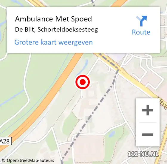 Locatie op kaart van de 112 melding: Ambulance Met Spoed Naar De Bilt, Schorteldoeksesteeg op 26 april 2018 06:46