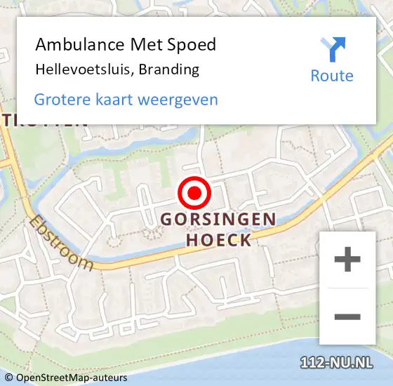 Locatie op kaart van de 112 melding: Ambulance Met Spoed Naar Hellevoetsluis, Branding op 26 april 2018 08:25