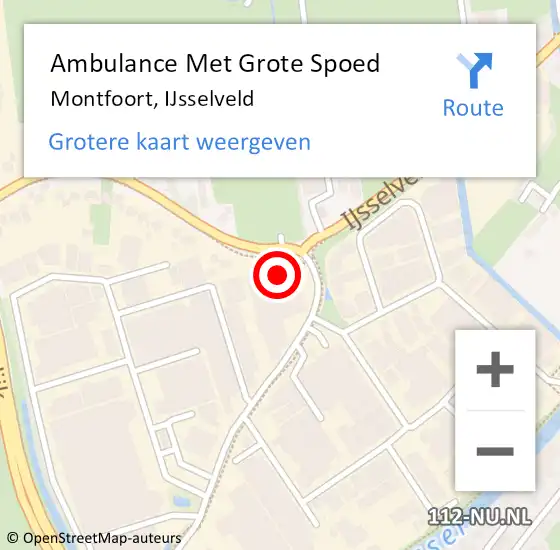 Locatie op kaart van de 112 melding: Ambulance Met Grote Spoed Naar Montfoort, IJsselveld op 26 april 2018 09:42