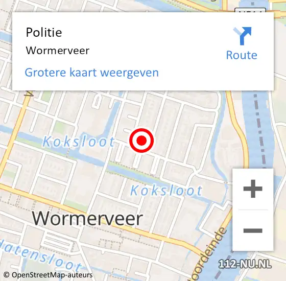 Locatie op kaart van de 112 melding: Politie Wormerveer op 26 april 2018 11:05