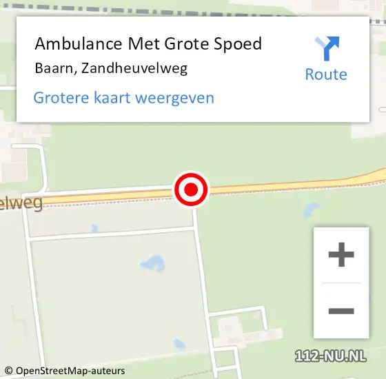 Locatie op kaart van de 112 melding: Ambulance Met Grote Spoed Naar Baarn, Zandheuvelweg op 26 april 2018 11:34
