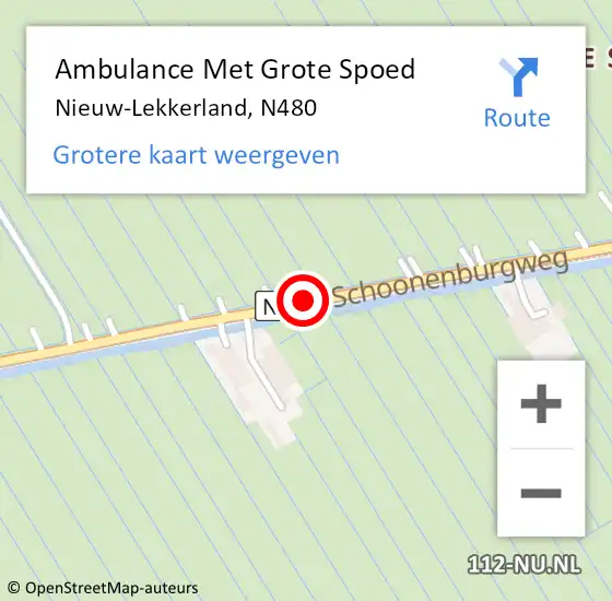 Locatie op kaart van de 112 melding: Ambulance Met Grote Spoed Naar Nieuw-Lekkerland, N480 op 26 april 2018 11:36