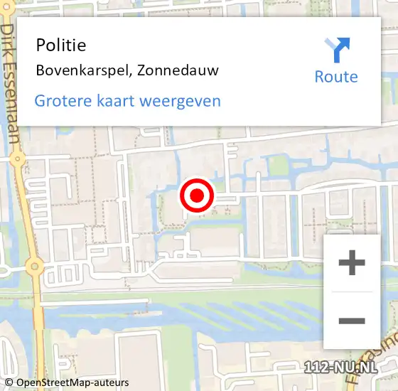 Locatie op kaart van de 112 melding: Politie Bovenkarspel, Zonnedauw op 26 april 2018 12:02