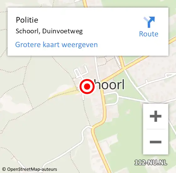 Locatie op kaart van de 112 melding: Politie Schoorl, Duinvoetweg op 26 april 2018 16:12