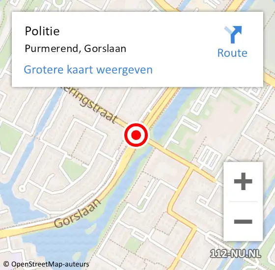 Locatie op kaart van de 112 melding: Politie Purmerend, Gorslaan op 26 april 2018 16:35