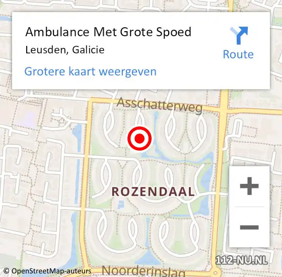 Locatie op kaart van de 112 melding: Ambulance Met Grote Spoed Naar Leusden, Galicie op 26 april 2018 16:45