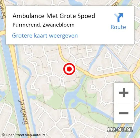 Locatie op kaart van de 112 melding: Ambulance Met Grote Spoed Naar Purmerend, Zwanebloem op 26 april 2018 20:58