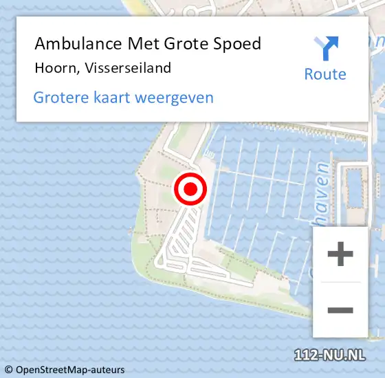 Locatie op kaart van de 112 melding: Ambulance Met Grote Spoed Naar Hoorn, Visserseiland op 26 april 2018 22:05