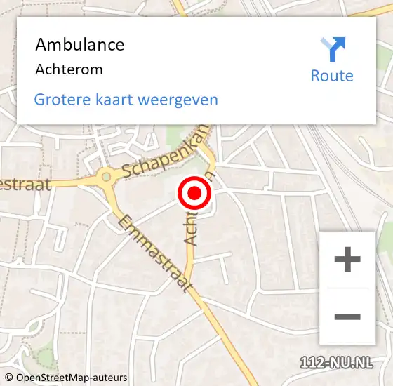 Locatie op kaart van de 112 melding: Ambulance Achterom op 26 april 2018 22:39