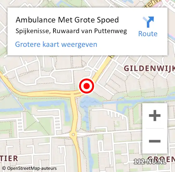 Locatie op kaart van de 112 melding: Ambulance Met Grote Spoed Naar Spijkenisse, Ruwaard van Puttenweg op 26 april 2018 23:38