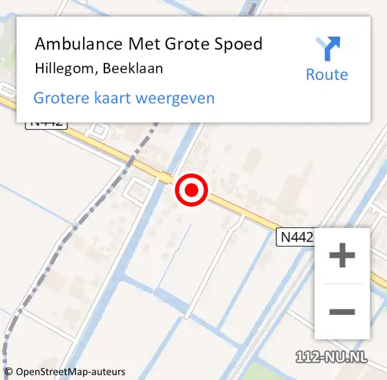 Locatie op kaart van de 112 melding: Ambulance Met Grote Spoed Naar Hillegom, Beeklaan op 27 april 2018 00:35