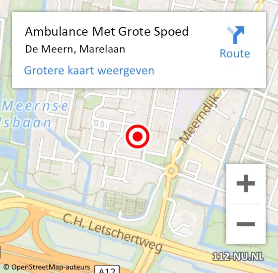 Locatie op kaart van de 112 melding: Ambulance Met Grote Spoed Naar De Meern, Marelaan op 27 april 2018 02:33