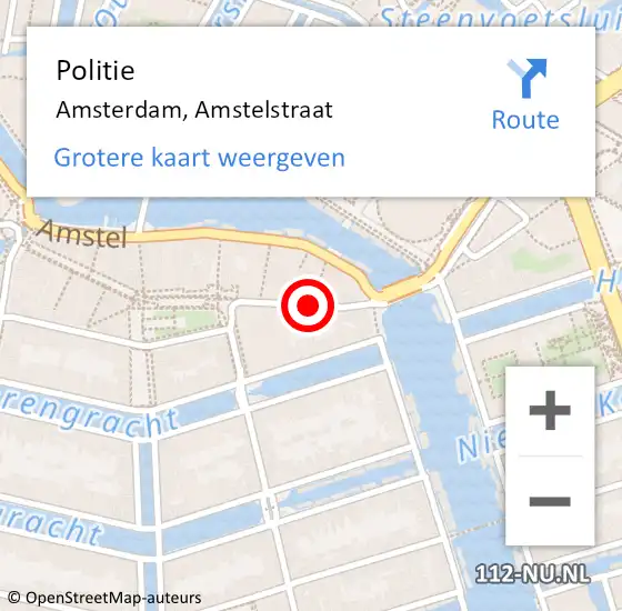 Locatie op kaart van de 112 melding: Politie Amsterdam, Amstelstraat op 27 april 2018 02:48
