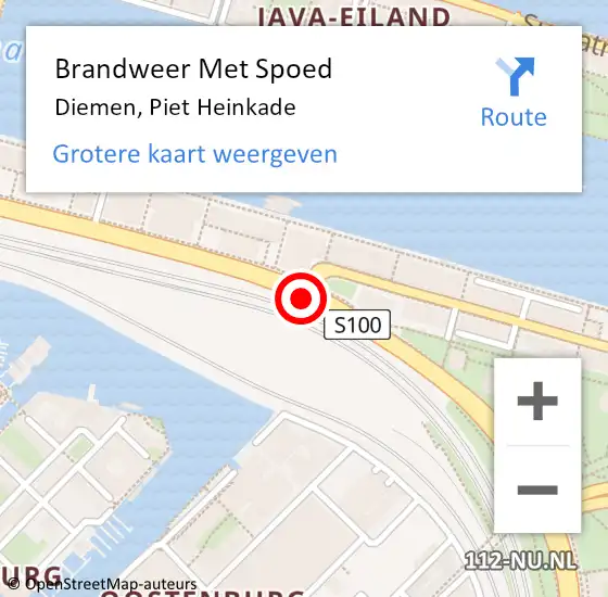 Locatie op kaart van de 112 melding: Brandweer Met Spoed Naar Diemen, Piet Heinkade op 27 april 2018 03:35
