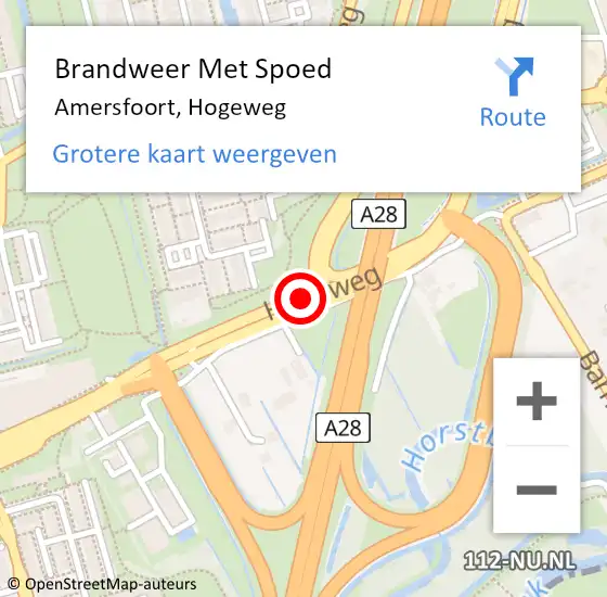 Locatie op kaart van de 112 melding: Brandweer Met Spoed Naar Amersfoort, Hogeweg op 27 april 2018 04:05
