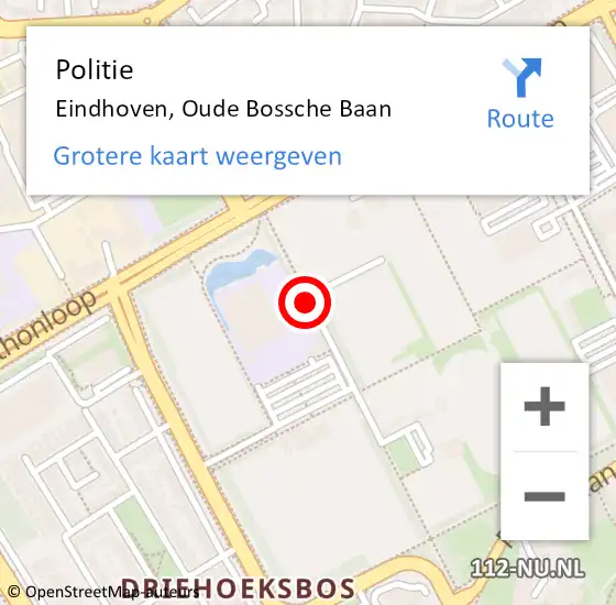 Locatie op kaart van de 112 melding: Politie Eindhoven, Oude Bossche Baan op 27 april 2018 04:41