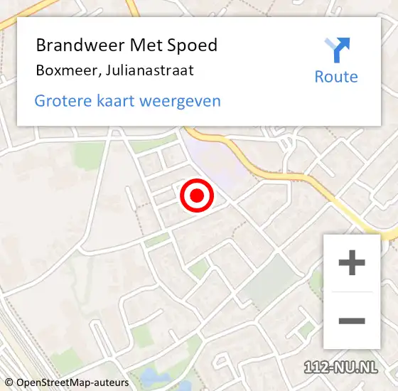 Locatie op kaart van de 112 melding: Brandweer Met Spoed Naar Boxmeer, Julianastraat op 27 april 2018 05:40