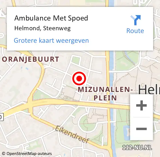 Locatie op kaart van de 112 melding: Ambulance Met Spoed Naar Helmond, Steenweg op 27 april 2018 05:51