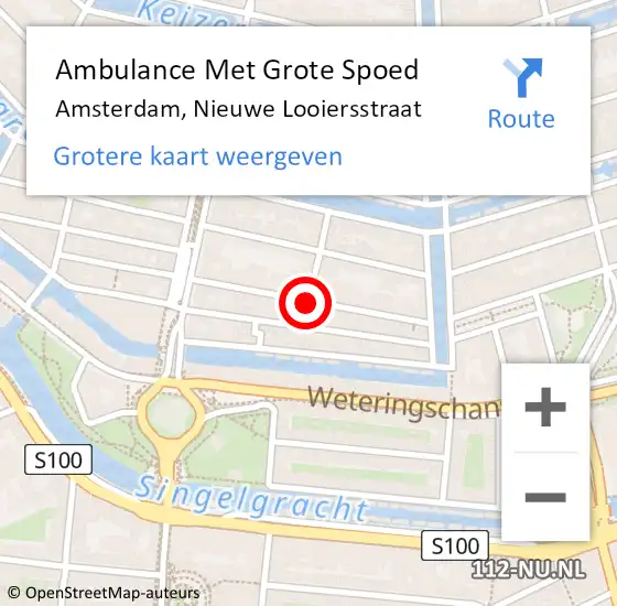 Locatie op kaart van de 112 melding: Ambulance Met Grote Spoed Naar Amsterdam, Nieuwe Looiersstraat op 27 april 2018 06:03