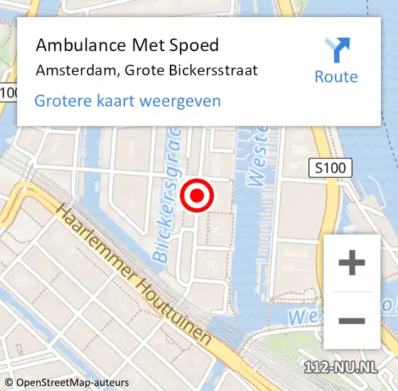 Locatie op kaart van de 112 melding: Ambulance Met Spoed Naar Amsterdam, Grote Bickersstraat op 27 april 2018 06:05