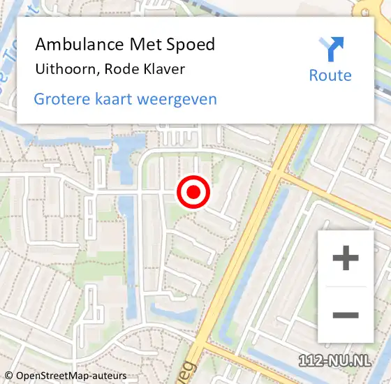Locatie op kaart van de 112 melding: Ambulance Met Spoed Naar Uithoorn, Rode Klaver op 27 april 2018 09:17
