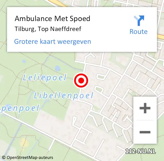 Locatie op kaart van de 112 melding: Ambulance Met Spoed Naar Tilburg, Top Naeffdreef op 27 april 2018 09:33
