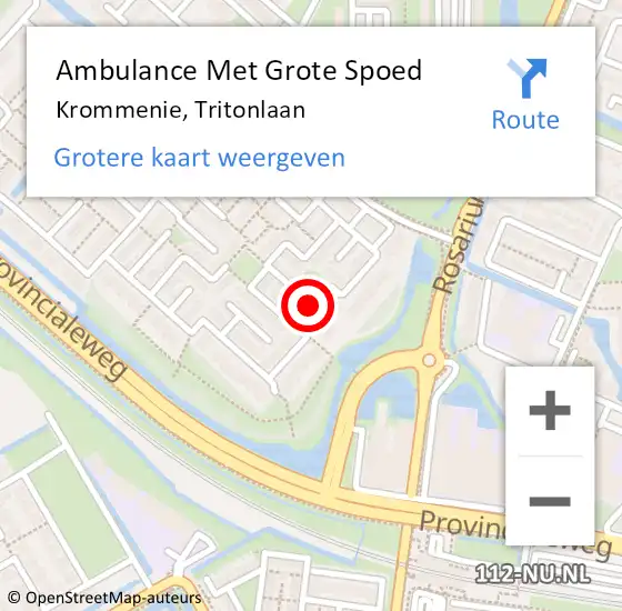 Locatie op kaart van de 112 melding: Ambulance Met Grote Spoed Naar Krommenie, Tritonlaan op 27 april 2018 11:08
