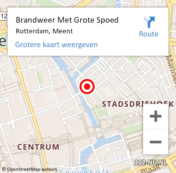 Locatie op kaart van de 112 melding: Brandweer Met Grote Spoed Naar Rotterdam, Meent op 27 april 2018 12:10