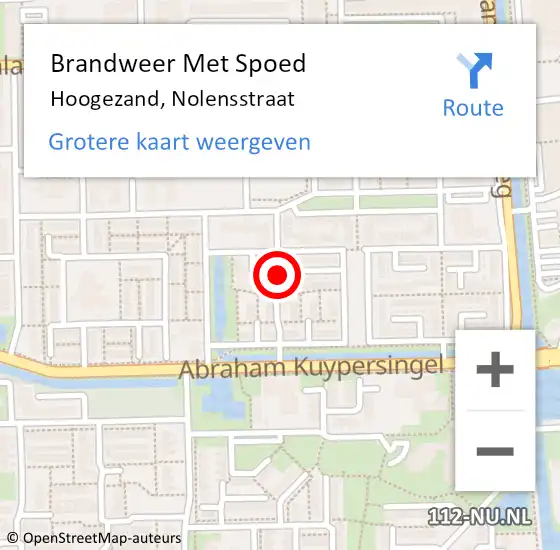 Locatie op kaart van de 112 melding: Brandweer Met Spoed Naar Hoogezand, Nolensstraat op 27 april 2018 21:26