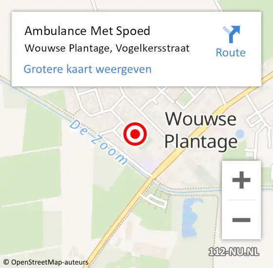 Locatie op kaart van de 112 melding: Ambulance Met Spoed Naar Wouwse Plantage, Vogelkersstraat op 23 februari 2014 15:57