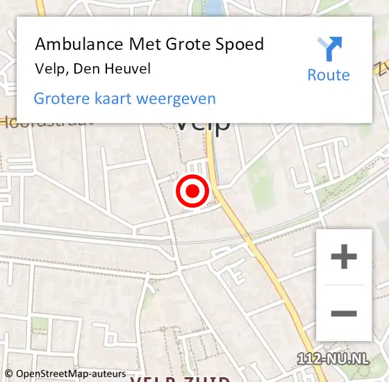 Locatie op kaart van de 112 melding: Ambulance Met Grote Spoed Naar Velp, Den Heuvel op 28 april 2018 10:04