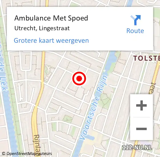 Locatie op kaart van de 112 melding: Ambulance Met Spoed Naar Utrecht, Lingestraat op 28 april 2018 11:09