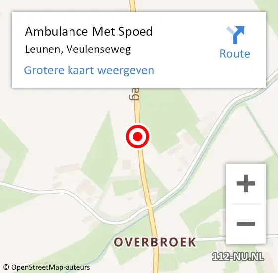 Locatie op kaart van de 112 melding: Ambulance Met Spoed Naar Leunen, Veulenseweg op 28 april 2018 11:51