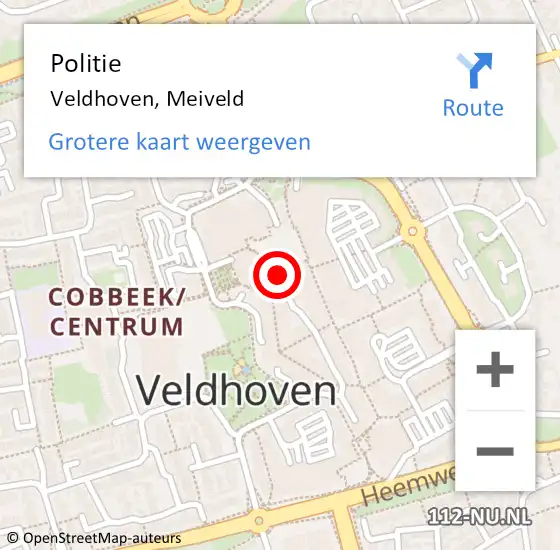 Locatie op kaart van de 112 melding: Politie Veldhoven, Meiveld op 28 april 2018 11:58