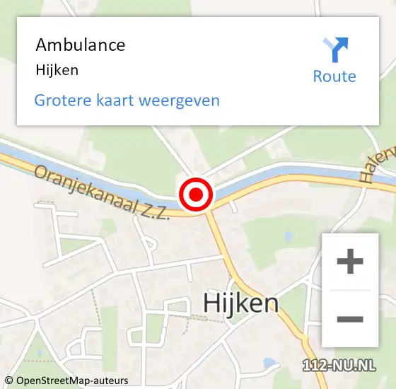 Locatie op kaart van de 112 melding: Ambulance Hijken op 23 februari 2014 16:30