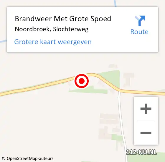 Locatie op kaart van de 112 melding: Brandweer Met Grote Spoed Naar Noordbroek, Slochterweg op 28 april 2018 12:27