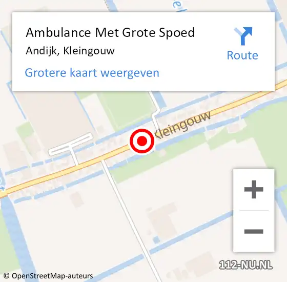 Locatie op kaart van de 112 melding: Ambulance Met Grote Spoed Naar Andijk, Kleingouw op 28 april 2018 12:47