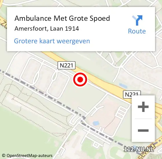 Locatie op kaart van de 112 melding: Ambulance Met Grote Spoed Naar Amersfoort, Laan 1914 op 28 april 2018 13:15