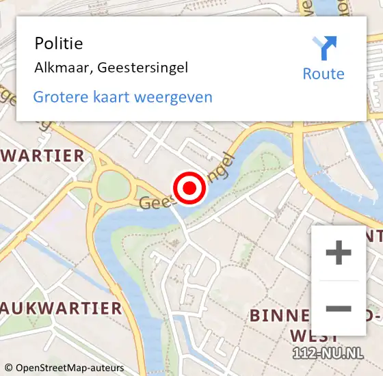 Locatie op kaart van de 112 melding: Politie Alkmaar, Geestersingel op 28 april 2018 13:31
