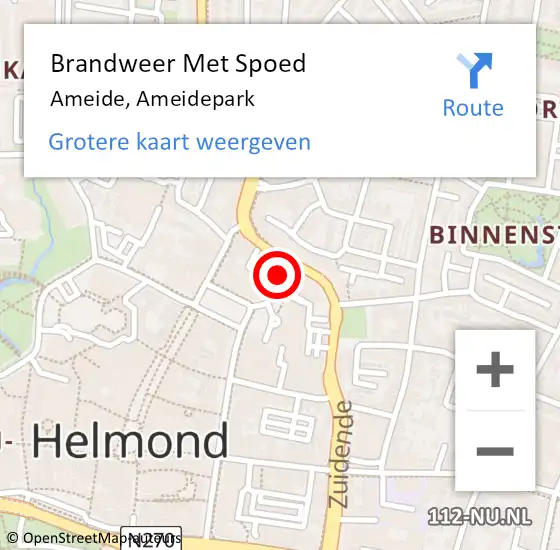 Locatie op kaart van de 112 melding: Brandweer Met Spoed Naar Ameide, Ameidepark op 28 april 2018 13:45